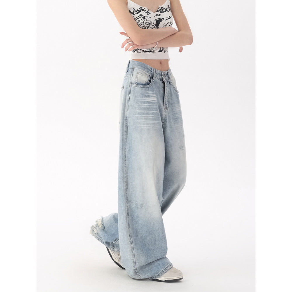 Light Blue Wide-Leg Denim Pants | Loose Fit