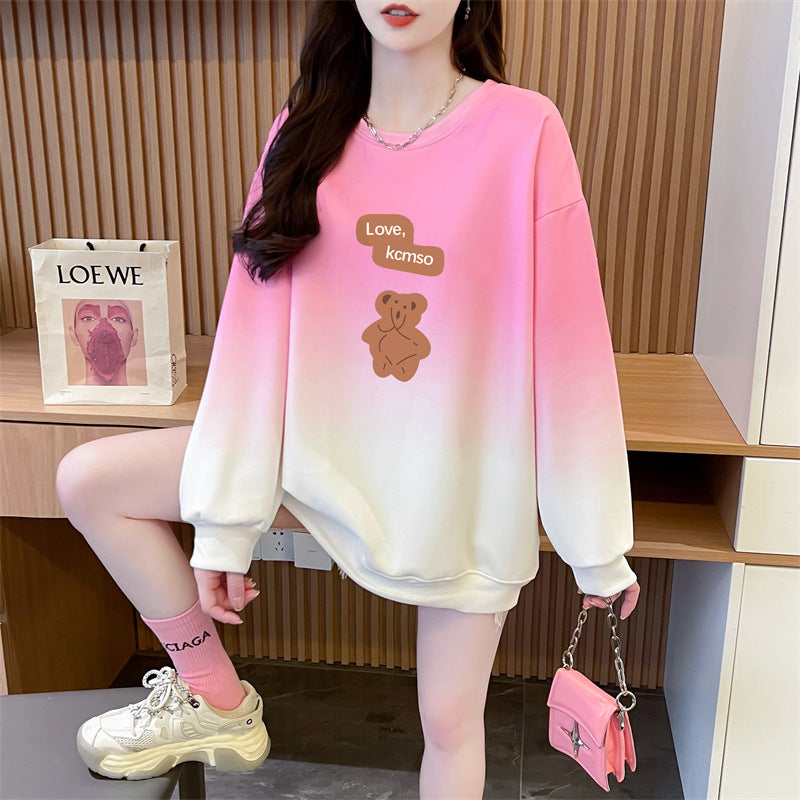 Gradient Color-Block Graphic Sweatshirt | Loose Fit