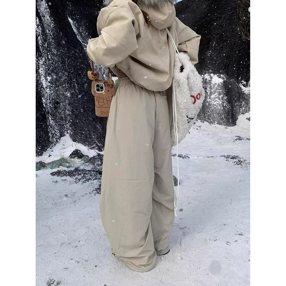 Fleece-Lined Pleated Wide-Leg Pants | Women’s Casual
