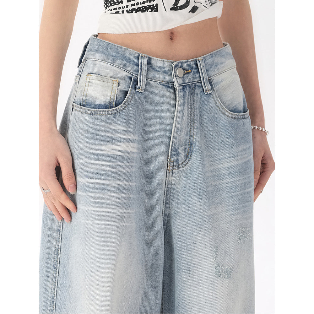 Light Blue Wide-Leg Denim Pants | Loose Fit