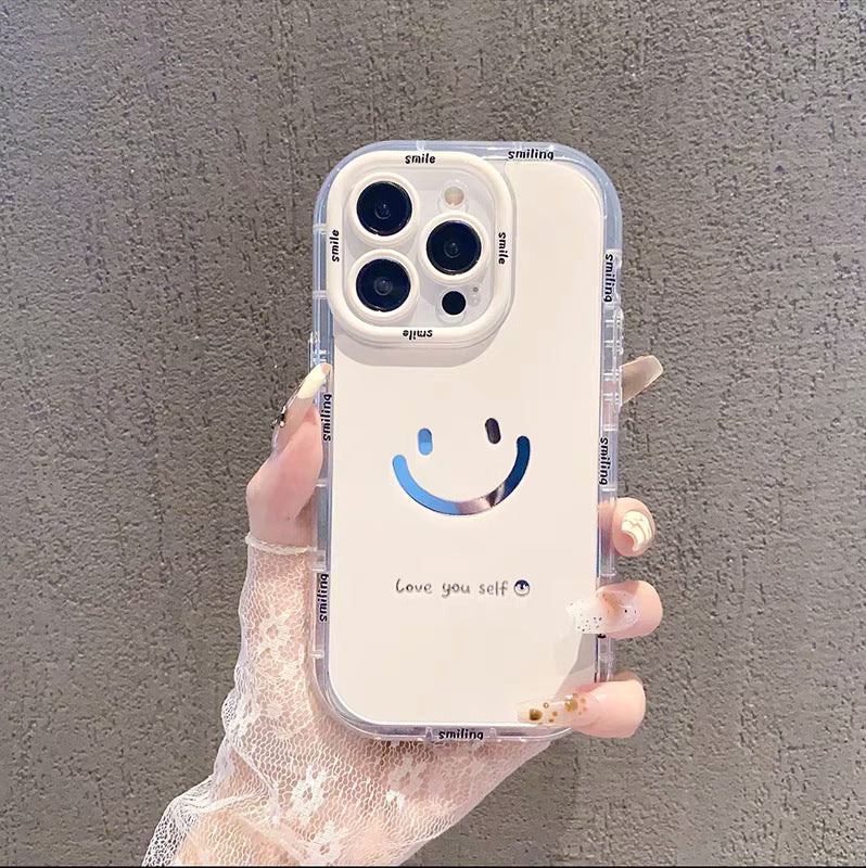 Mirror Cream Smiley Face Case