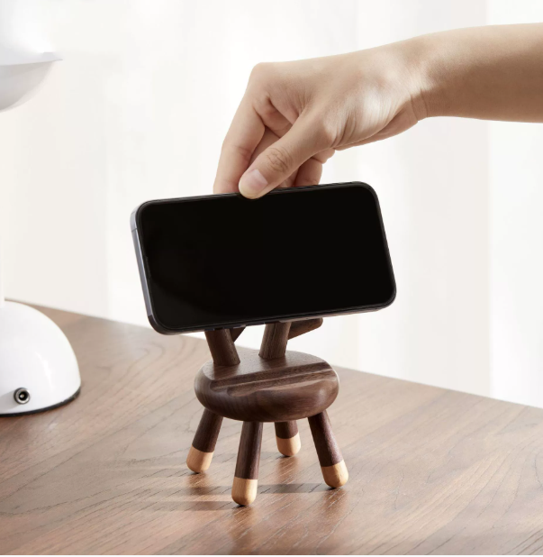 Wooden Stool Phone Stand