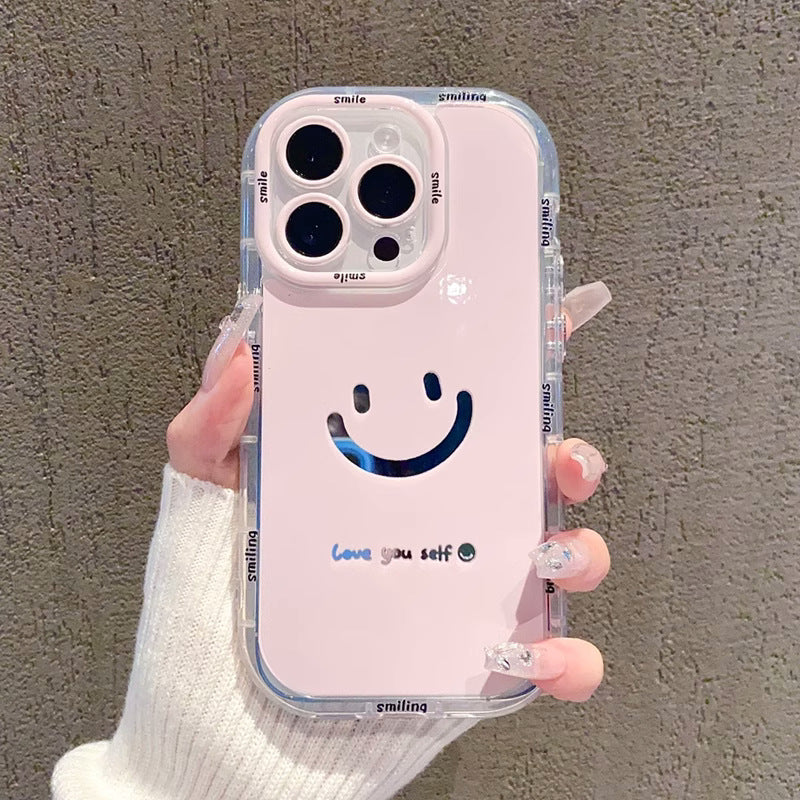 Mirror Cream Smiley Face Case