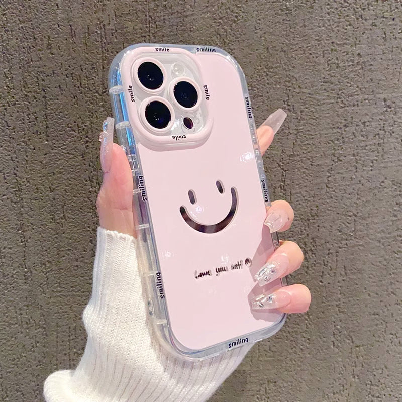 Mirror Cream Smiley Face Case