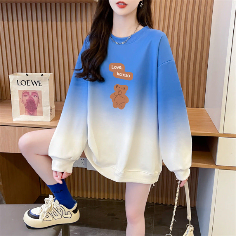Gradient Color-Block Graphic Sweatshirt | Loose Fit