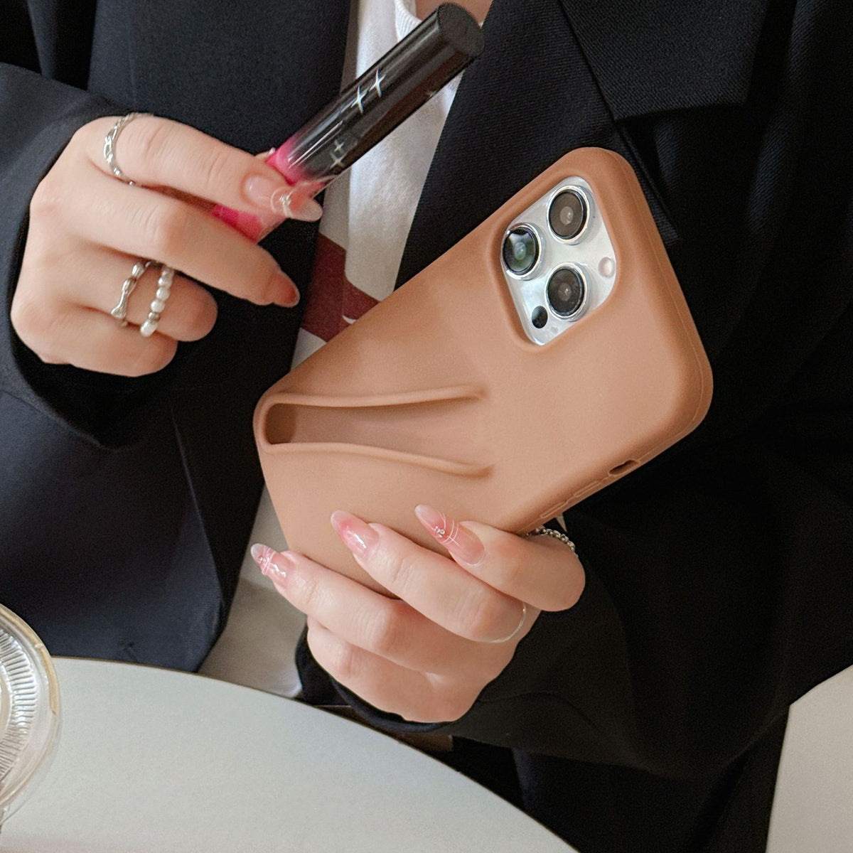 Lipstick Holder Silicone iPhone Case