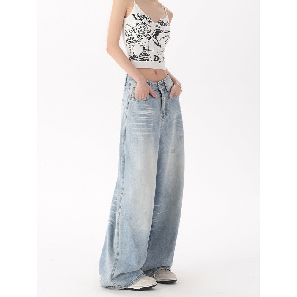 Light Blue Wide-Leg Denim Pants | Loose Fit
