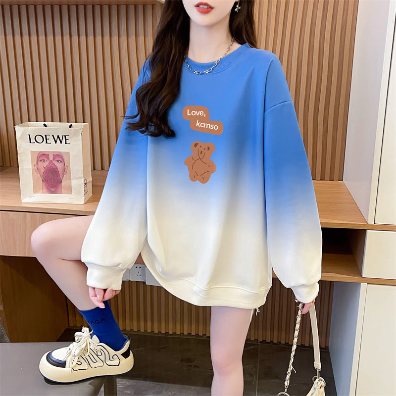Gradient Color-Block Graphic Sweatshirt | Loose Fit