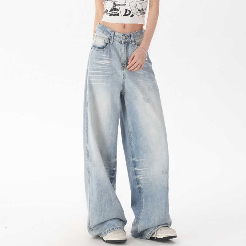 Light Blue Wide-Leg Denim Pants | Loose Fit